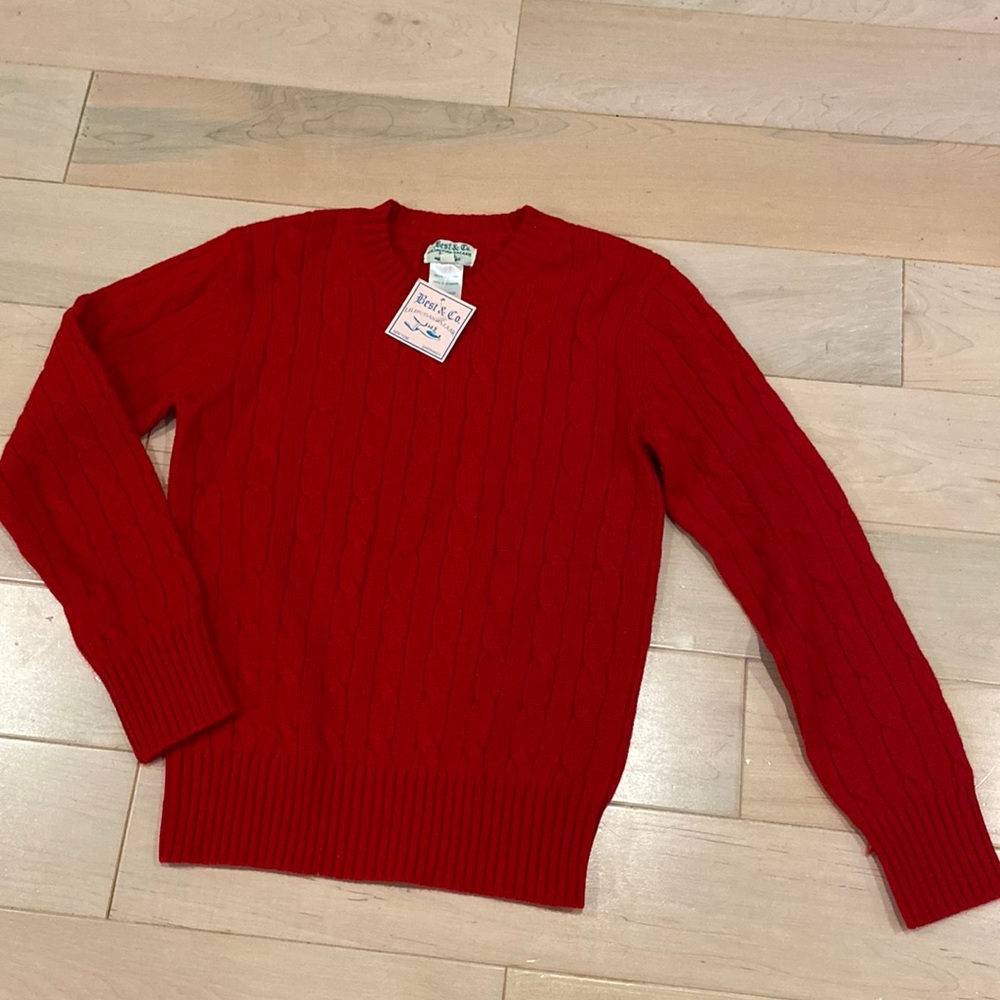 Best & Co red cable knit unisex girls boys cashmere sweater